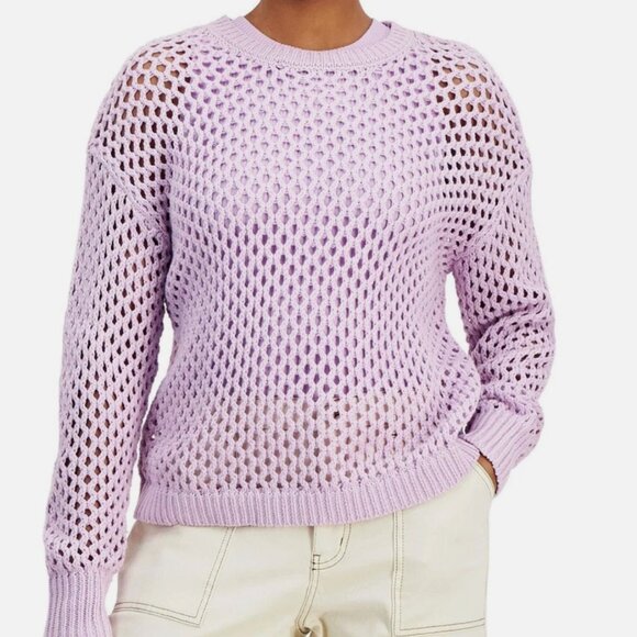 Lilac Open Knit Sweater by Hooked Up - Size Large - Picture 1 of 6